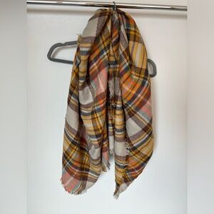 Plaid Fringe Blanket Scarf